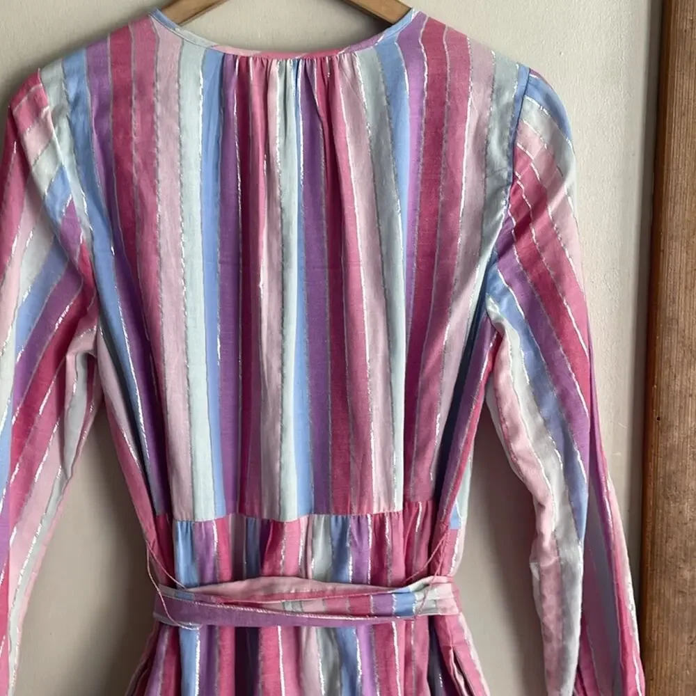 J.Crew Belted button-up dress in pastel stripe
